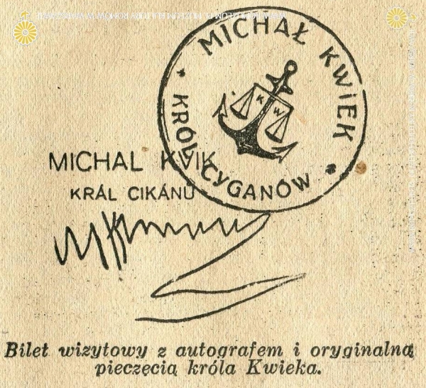 "Kr&oacute;l cygan&oacute;w" Michał II. Kwiek - pieczęć